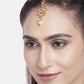 Off-White Gold-Plated Stone-Studded & Beaded Floral Shaped Maang Tika