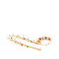 Red & Green Gold-Plated CZ-Studded & Beaded Chained Nose Ring