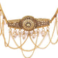 Gold-Plated CZ-Studded & Beaded Handcrafted Kamarbandh ( American Diamond , Gold , Gold )