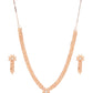 Peach-Coloured Rose Gold-Plated AD-Studded Handcrafted Jewellery Set