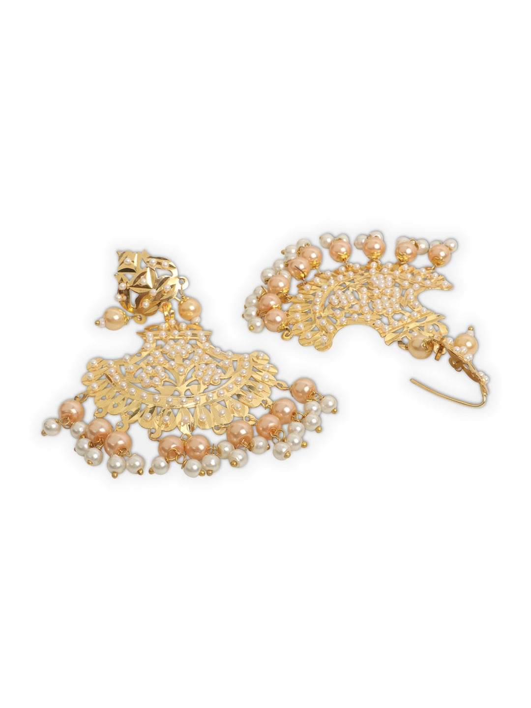 Gold-Plated White Pearl Beaded Jewellery Set