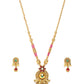 Red & Green Gold-Plated Stone Studded & Beaded Handcrafted Jewellery Set