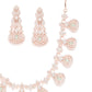 Sea Green Rose Gold Plated AD Studded Handcrafted Latest Necklace Set ( American Diamond , Rose Gold , Sea Green )