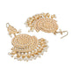 Gold-Plated White Beaded Jadau Jewellery Set