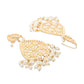 Gold-Plated White Pearl Studded & Beaded Traditional Jadau Jewellery Set