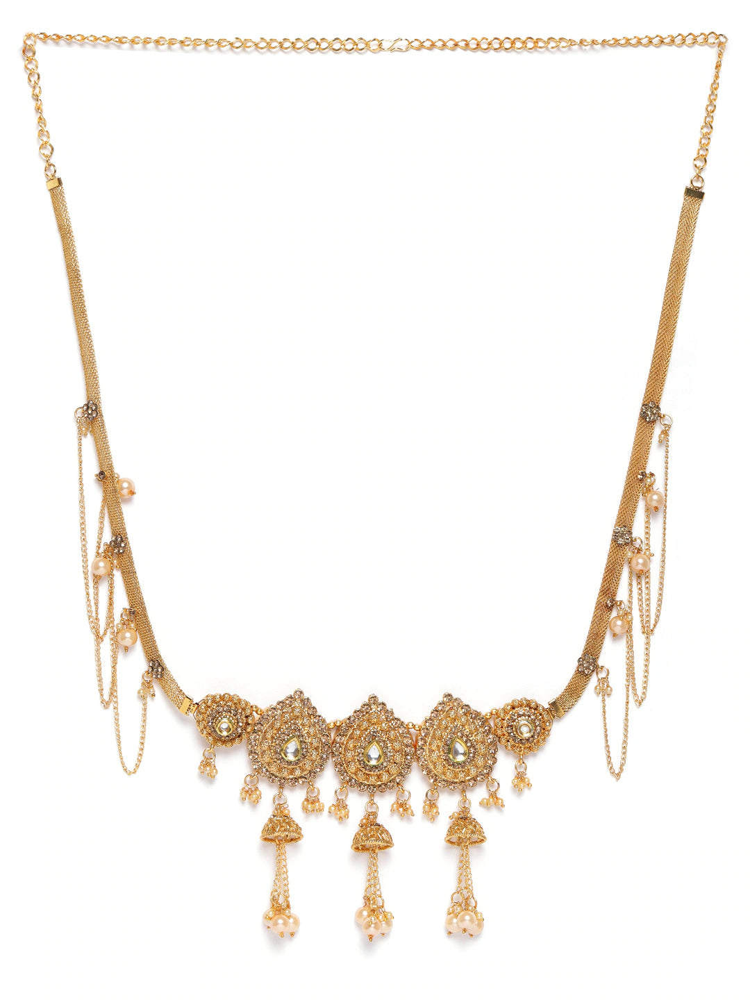 Gold Plated CZ-Studded & Beaded Traditional Kamarbandh