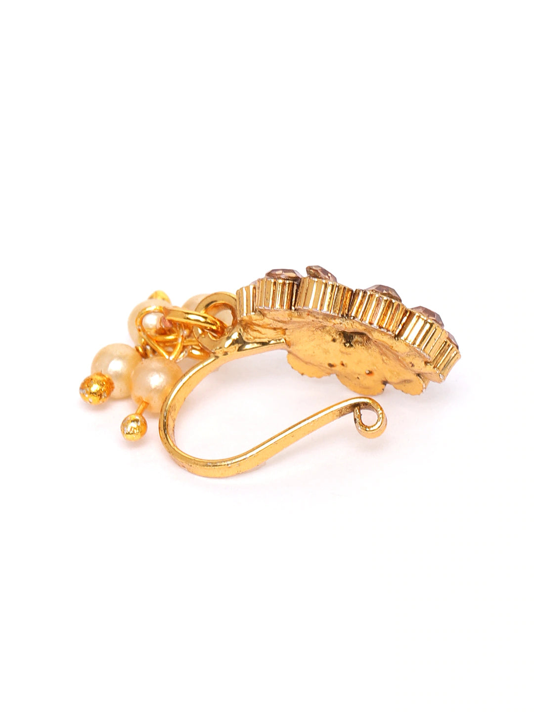 Gold-Plated Cubic Zirconia-Studded Clip-On Nosepin
