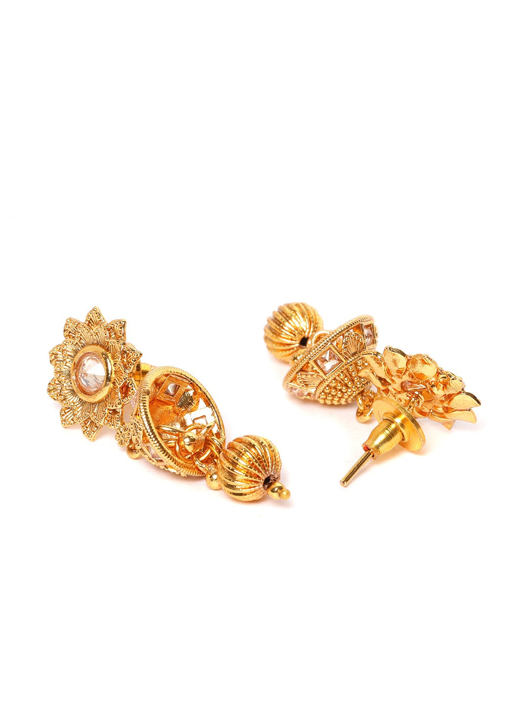 Gold-Plated Handcrafted Stone-Studded Multi-Stranded Jewellery Set