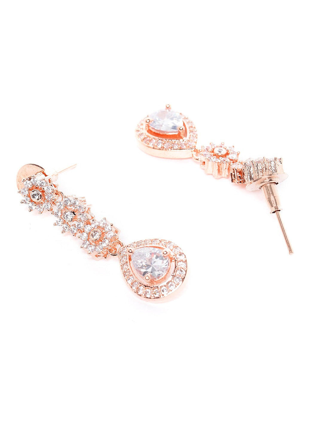 Rose Gold-Plated AD-Studded Handcrafted Jewellery Set