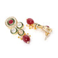 Maroon Gold-Plated Kundan Studded & Beaded Handcrafted Jewellery Set