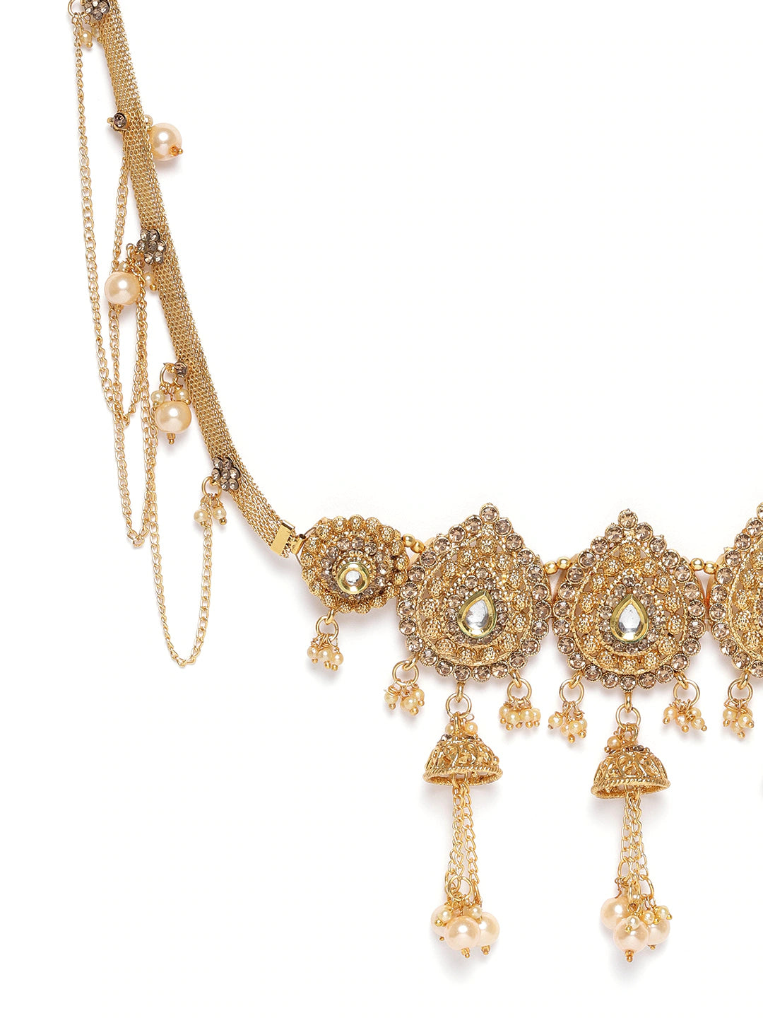 Gold Plated CZ-Studded & Beaded Traditional Kamarbandh