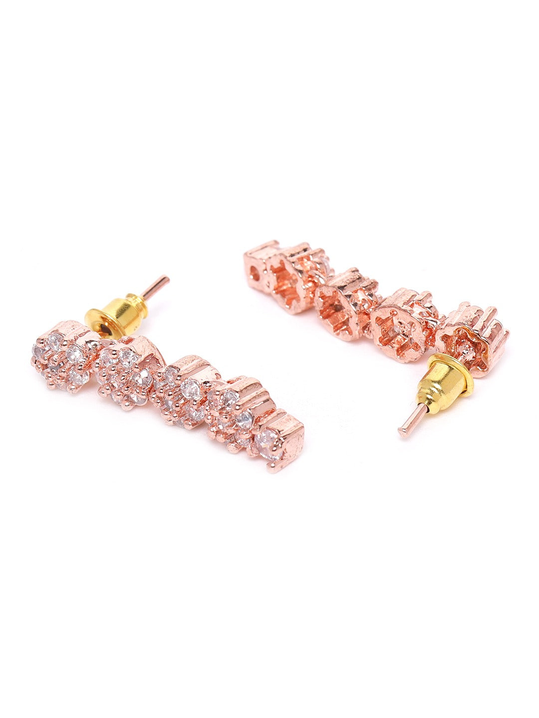 Rose Gold-Plated American Diamond-Studded Handcrafted Jewellery Set
