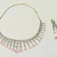 Pink Drops Studded Silver Plated Designer American Diamond Necklace Set