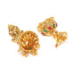 Women Green & Red Gold-Plated Stone Studded Handcrafted Temple Jewellery Set