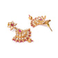 Magenta Gold-Plated Beaded Stone-Studded Handcrafted Jewellery Set