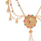 Off-White & Green Gold-Plated CZ Studded & Beaded Handcrafted Kamarbandh ( American Diamond , Gold , Off White )