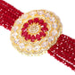 Maroon Gold-Plated Handcrafted AD-Studded Multi-Stranded Jewellery Set