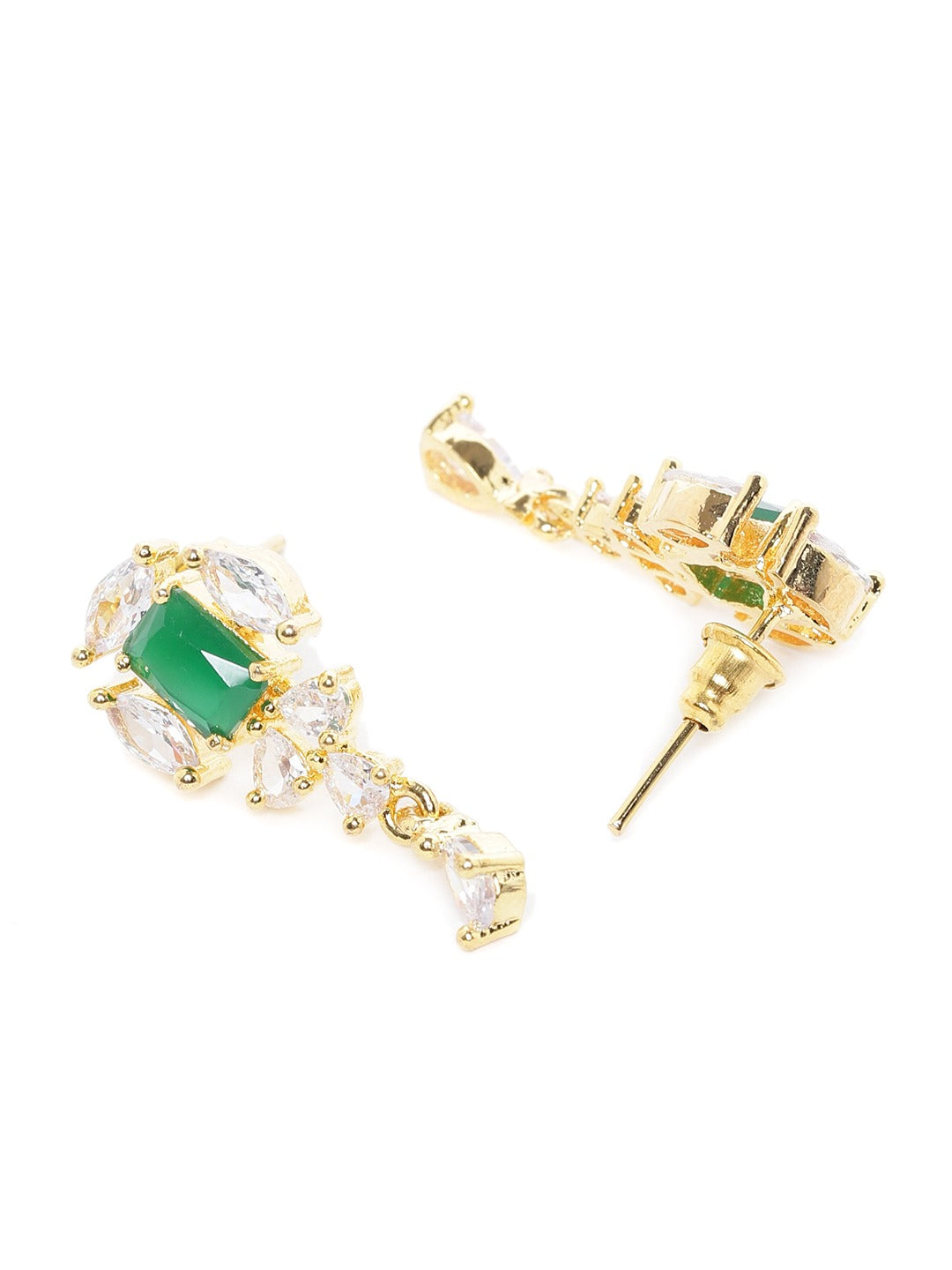 Green Gold-Plated AD-Studded Handcrafted Jewellery Set