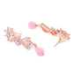 Pink Rose Gold-Plated AD-Studded Handcrafted Geometric Jewellery Set