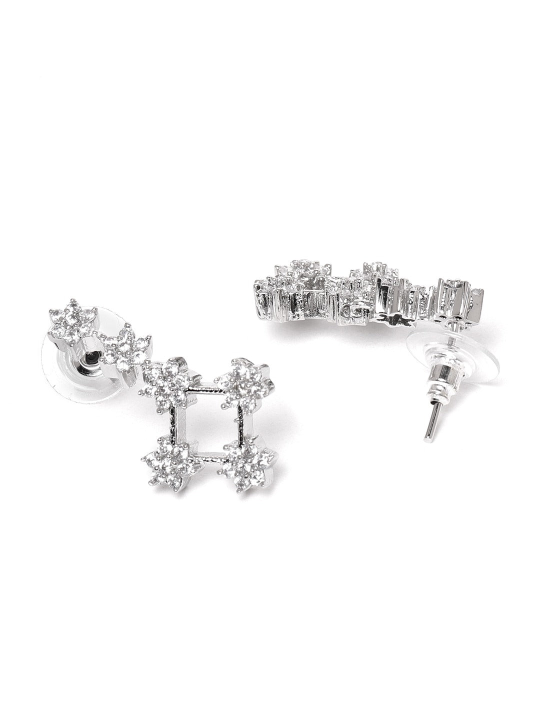 Rhodium-Plated & White American Diamond Jewellery Set
