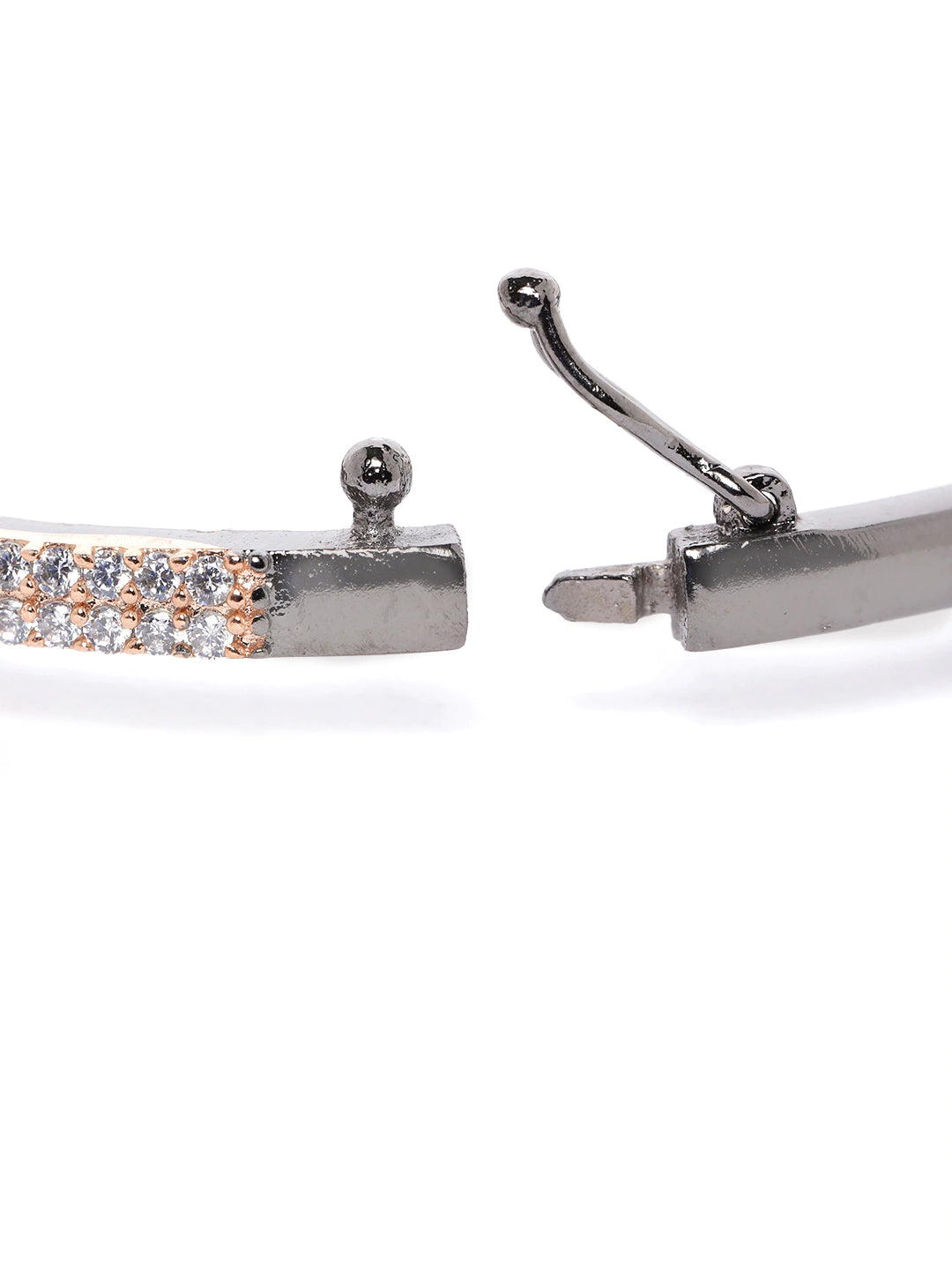 Women Gunmetal-Toned AD Studded Handcrafted Bangle Style Bracelet