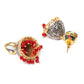 Red & Gunmetal-Toned Gold-Plated Stone-Studded Handcrafted Jewellery Set