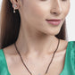 Black Gold-Plated AD-Studded Mangalsutra & Earrings Set