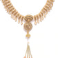 Off-White Gold-Plated CZ-Studded & Beaded Handcrafted Kamarbandh