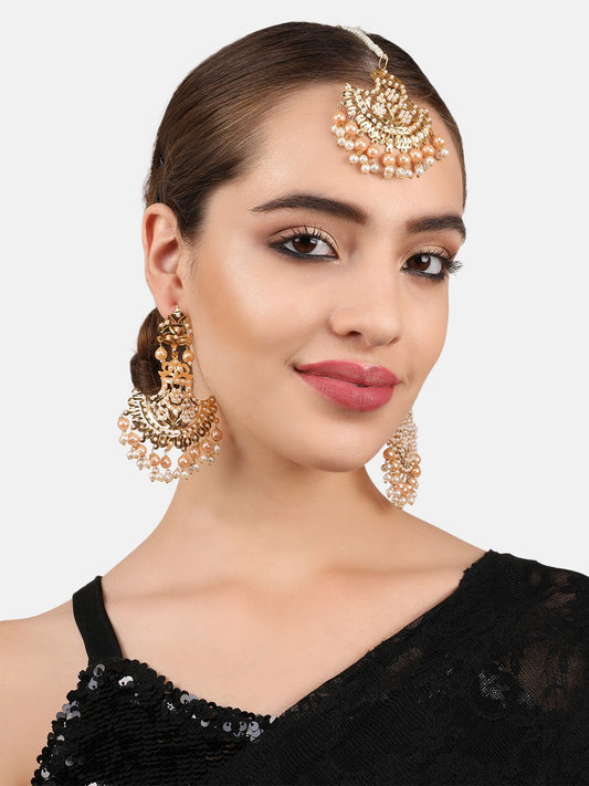 Gold-Plated White Pearl Beaded Jewellery Set