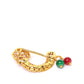 Maroon Antique Gold-Plated CZ-Studded & Beaded Maharashtrian Nose Pin