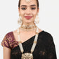 Gold-Plated White Pearl Studded & Beaded Traditional Jadau Jewellery Set