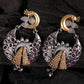 Silver-Toned & Gold-Toned Oxidised Peacock Shaped Chanbalis