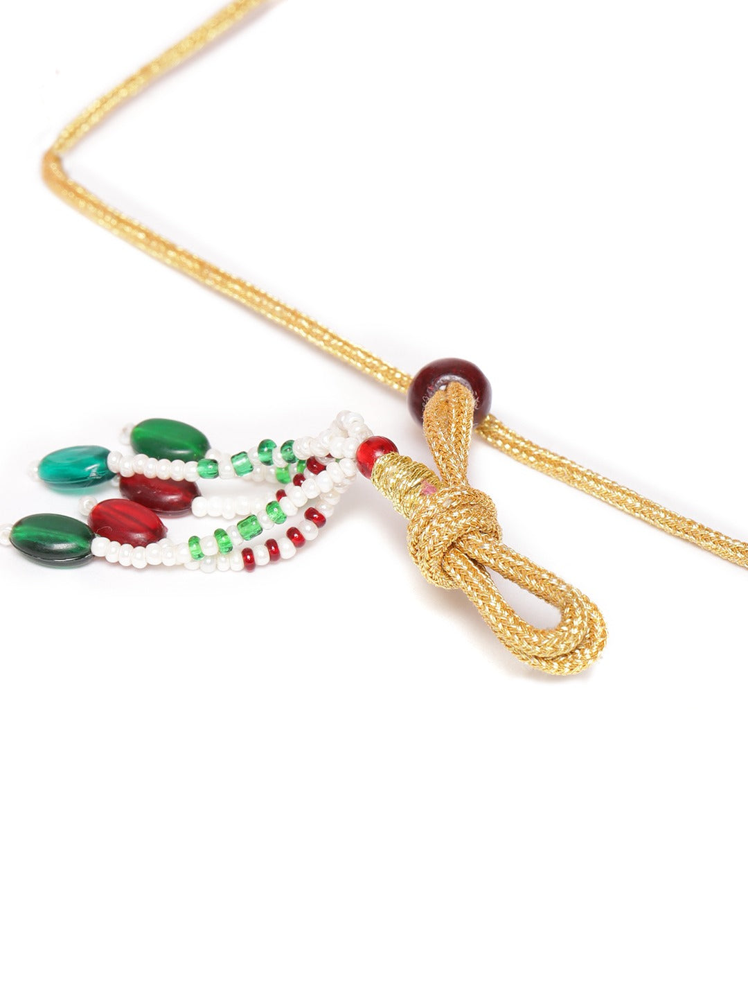 Maroon Gold-Plated Handcrafted Kundan-Studded Beaded Jewellery Set