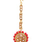 Red Gold Plated CZ Studded & Beaded Jewellery Set