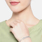 Women Silver- Plated AD Stone Studded Handcrafted Bangle Style Bracelet