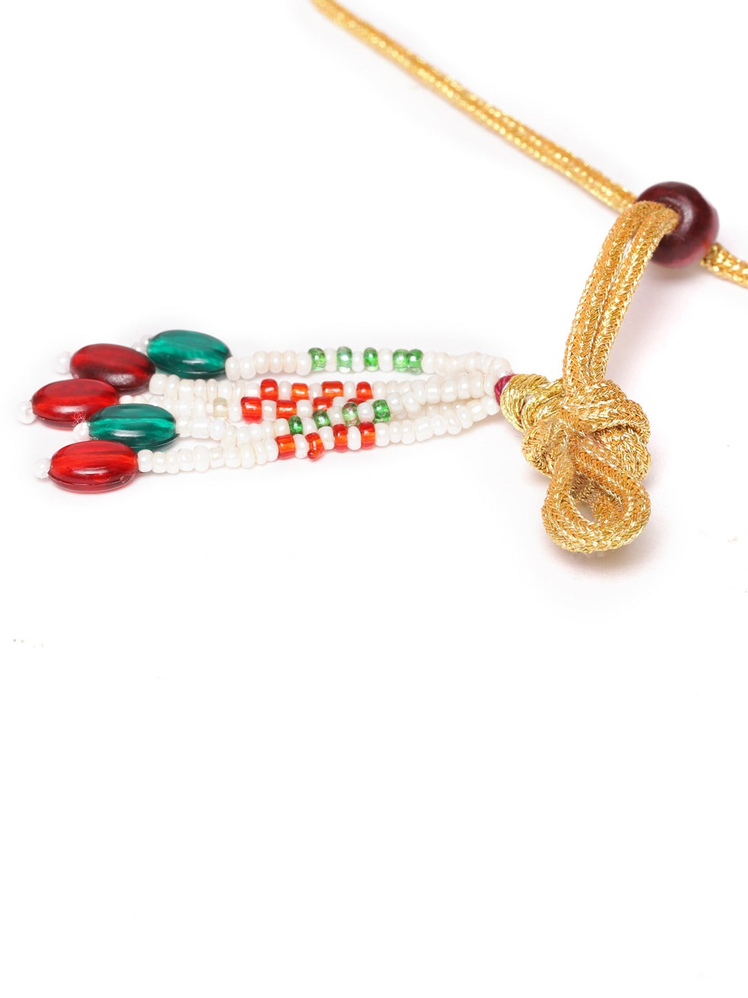 Maroon Gold-Plated Handcrafted AD-Studded Multi-Stranded Jewellery Set