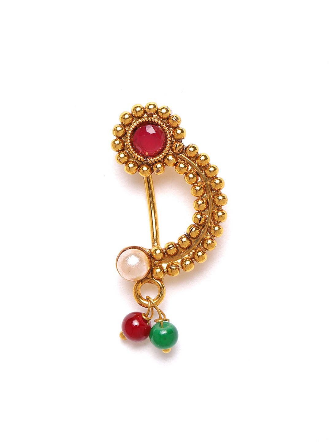 Traditional Clip on Nath Gold plated Ruby studded Maharashtrian Nose R –  JEWELOPIA
