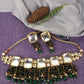 Gold-Plated Green & White Kundan-Studded & Beaded Vilandi Jewellery Set