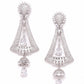 Silver-Plated Handcrafted AD-Studded Contemporary Drop Earrings