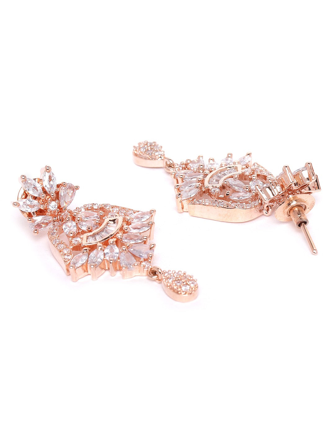 Rose Gold-Plated AD-Studded Handcrafted Jewellery Set