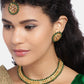 Green Gold-Plated CZ Stone-Studded Handcrafted Jewellery Set
