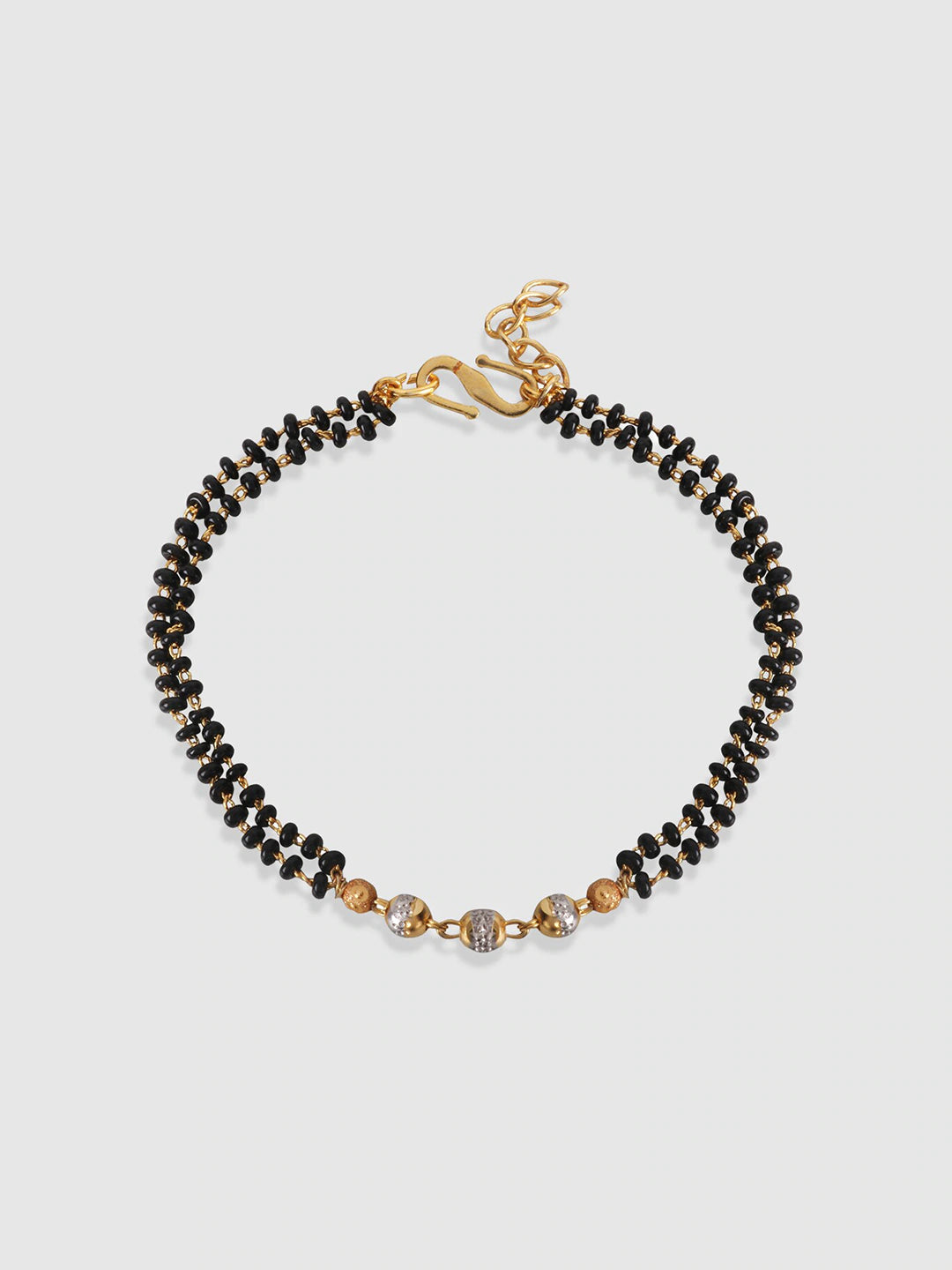 Gold Plated BlacK AD Ball Adjustable Mangalsutra Bracelet – Digital Dress  Room