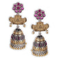 Silver-Toned and Gold-Toned Oxidized Contemporary Jhumkas Earrings