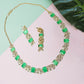 Mint Green Stone Studded Silver Plated American diamond Necklace Set