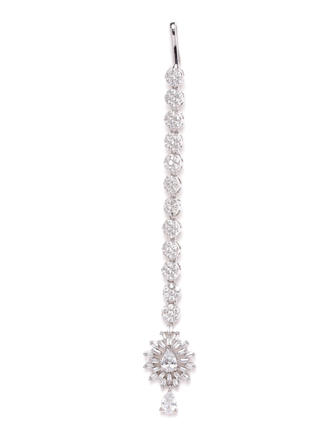 Silver-Plated CZ Stone-Studded Handcrafted Maang Tika