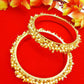 White Beads Studded Golden Bangles