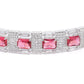 Magenta Silver-Plated AD-Studded Handcrafted Bangle-Style Bracelet