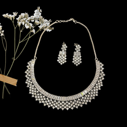 Silver Plated American diamond necklace