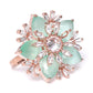 Women Green Rose Gold Plated AD Studded Handcrafted Adjustable Finger Ring