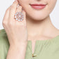 Rose Gold-Plated CZ Stone-Studded Handcrafted Adjustable Finger Ring